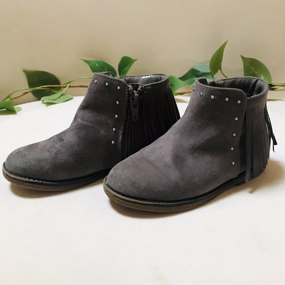 The Children's Place Other - The Children's Place Storm Grey Fringe Booties Size 10 Toddler